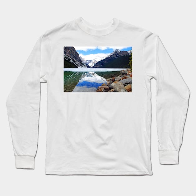 Lake Louise Victoria Glacier Alberta Canadian Rockies Canada Long Sleeve T-Shirt by AndyEvansPhotos